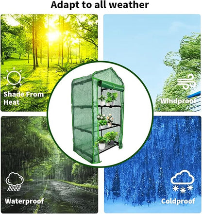 3 Tier Mini Indoor Greenhouse,27"x19"x49" GreenHouses with Clear PE Cover and Roll-Up Zipper Door,Plastic Green House for Indoors Grow Tent&Garden greenhouses for Outdoors