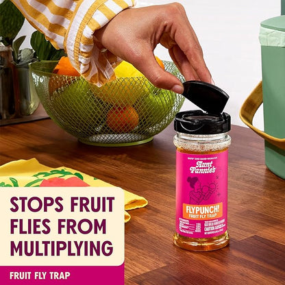 Aunt Fannie's FlyPunch Fruit Fly Trap for Indoor and Kitchen Use, Ready to Use, Made with Plant Based Ingredients, Safe Near Food, Long Lasting, 32 oz Refill