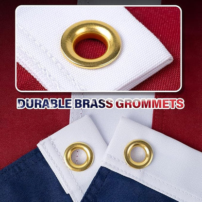 American Flag 3X5 FT TearProof Series, Heavy Duty Tough Spun Polyester USA Flags High Wind for Outside Outdoor with Durable Embroidered Stars Sewn Stripes Brass Grommets