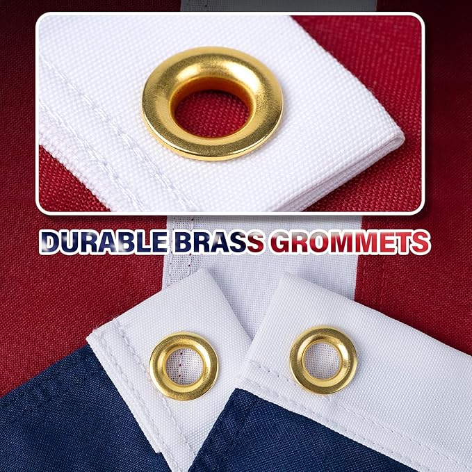 American Flag 2.5x4 FT TearProof Series, Heavy Duty Tough Spun Polyester USA Flags High Wind for Outside Outdoor with Durable Embroidered Stars Sewn Stripes Brass Grommets