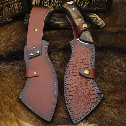 BA-KOR USA (Savior III) 8mmDC53 steel 35CM (14 ") full Tang fixed knife with leather sheath and (5.9 ") ceria ignition head, suitable for outdoor hunting, camping, clearing, adventure, fishing, EDC, BBQ (BA-K0d(8mm))