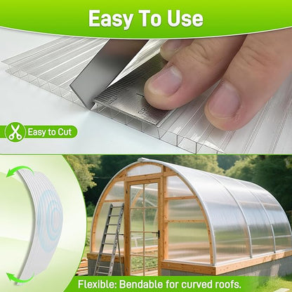 8 Pack 8' X 6' X 0.16'' Polycarbonate Greenhouse Panels, Waterproof UV Protected Clear Polycarbonate Sheets Twin-Wall Roof Panels, Corrugated Plastic Roofing Panels for Greenhouse Replacement