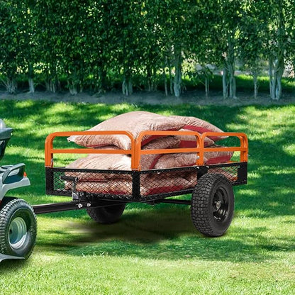 Heavy Duty ATV Utility cart, 1600LB Capacity Utility Trailer with Dual Dumping Modes (Manual/Foot Pedal), Steel Dump Cart with All-Terrain Tires & Dual Bearings for Garden, Farm, Firewood