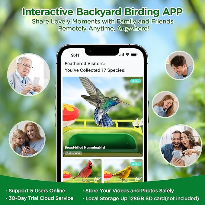 Avinory Metal Smart Bird Feeder with 2K HD Camera with Pole Dia 1 in,Solar Powered,AI Identification for 12000+ Species,2.4GHz Wireless,Squirrel-Proof Design,Chew-Proof,Easy Setup for Outdoor Garden