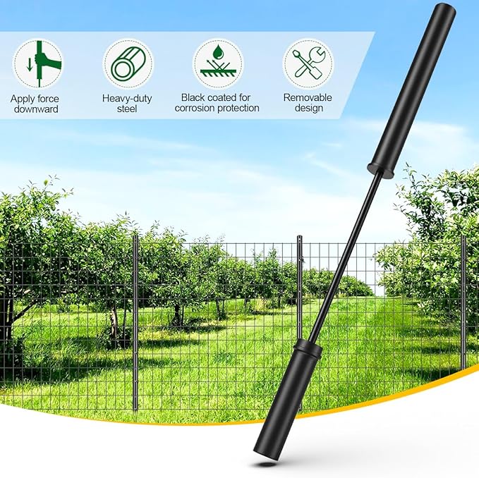 T Post Driver - Fence Post Driver Heavy Duty, Black Post Pounder for 1.2" Metal U Posts, T Posts, Garden Fence