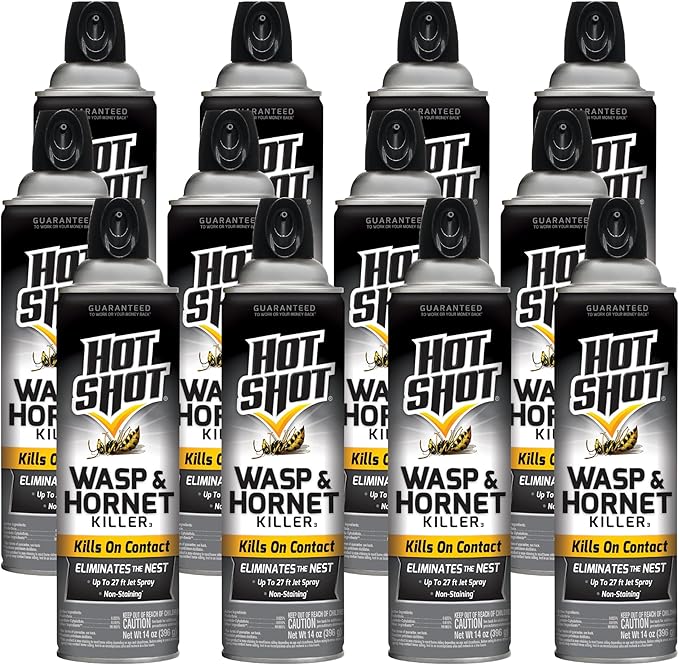 Hot Shot Wasp & Hornet Killer, Aerosol, 14-Ounce, 12-Pack Black