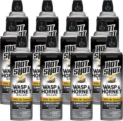 Hot Shot Wasp & Hornet Killer, Aerosol, 14-Ounce, 12-Pack Black