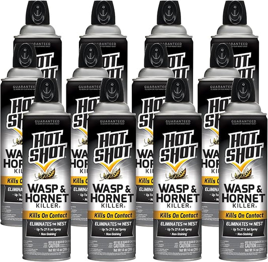 Hot Shot Wasp & Hornet Killer, Aerosol, 14-Ounce, 12-Pack Black