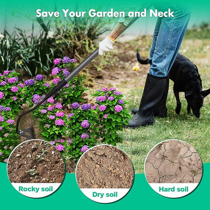 Hardened Hollow Hoe with Long Handle - 85 Inch -Heavy Duty Garden Hoes for Weeding Loosening Soil Digging Planting Ridging, Handy Hoe Garden Tool