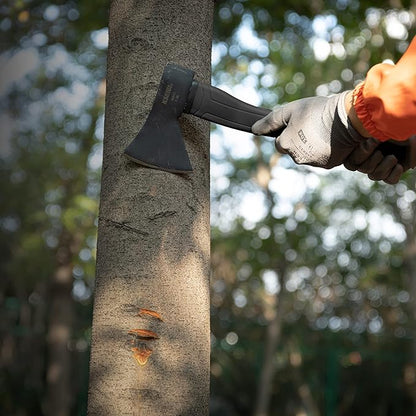 KSEIBI Wood Axe, 274151 Small Outdoor Camp Hatchet 14 Inch for Splitting and Kindling Wood, Forged Steel Blade with Anti-Slip and Shock Reduction Fiber Glasses Handle Great Throwing Axes and Hatchets