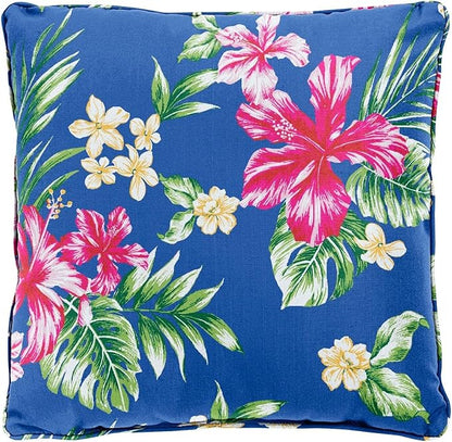 BrylaneHome 16" Square Toss Pillow - Patio & Outdoor - Patio & Outdoor - Water, Stain & Fade Resistant - Cobalt Tropicana