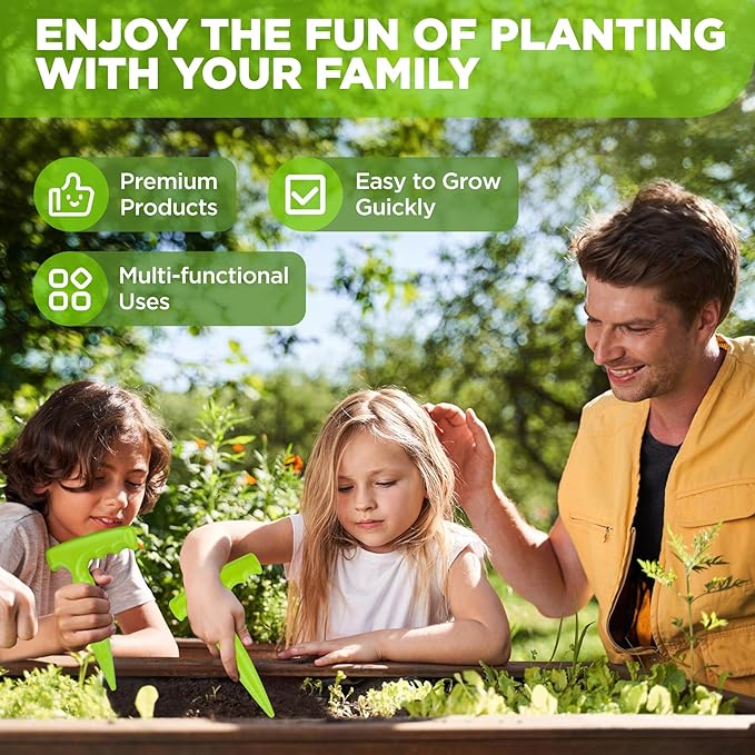 2pcs Seed Planter Tool, 6.9" Dibber Garden Tool, Plastic Seed Dibbler for Planting, Bulb Digger Garden Planter with Handle for Sowing Seeds, Planting, Bulbs, Digging (Light Green)