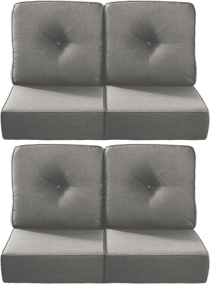 Luxury 22x24/22x25 6-Inch Outdoor Chair Cushions Set of 4 - Heavy Duty Water Repellent Comfortable Cushion for Patio Furniture Set Dining Gliding Rocking Chairs Loveseat L-Shape Sofa - Grey