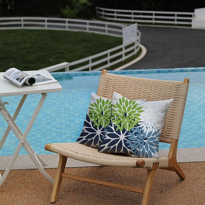 DFXSZ Outdoor Throw Pillow Covers 24x24 Inch Set of 2 Waterproof Spring Summer Geometric Elegant Blue Green Outdoor Pillow Covers for Patio Funiture Garden Couch 158Y24