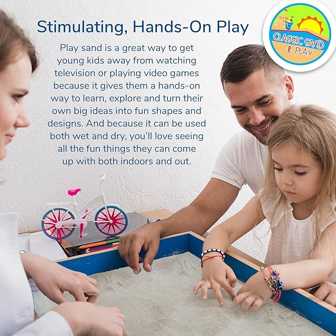 Classic Sand and Play Sand for Sandbox, Table, Therapy, and Outdoor Use, 20 lb. Bag, Natural, Non-Toxic, Wet Castle Building for Creativity and Stimulates Sensory Skills