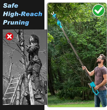 Electric Pruning Shears Cordless, 1000W Brushless 2-in-1 Pole Pruner Shears, Extend Pole to 14FT,1.4” Cutting Diameter, SK5 Blade, 2×2.0Ah Batteries, Pole Pruner for Gardening Tree Trimming
