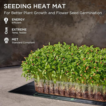 Seedfactor MET Certified Seedling Heat Mat, Adjustable Temperature, Waterproof, Durable Germination Station, Warm Hydroponic Heating Pad, Indoor Home Gardening, 48" X 20"