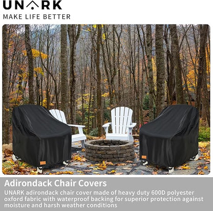 Outdoor Adirondack Chair Cover 2 Pack,Heavy Duty Patio Covers Waterproof, Outdoor Furniture Covers Waterproof, Swivel Patio Chair Cover(30W X 34D X 36H Inches) Black