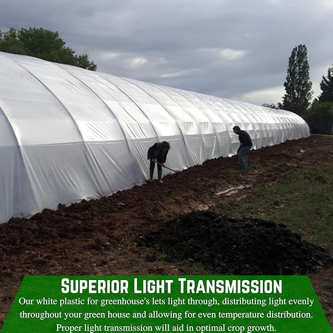 Farm Plastic Supply - String Reinforced 4 Year UV Resistant 10 mil White Greenhouse Plastic Sheeting - 4 Year UV Resistant Polyethylene Greenhouse Film, Hoop House Green House Cover (20' x 20')