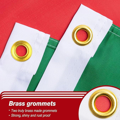 Italy Italian Flag 3x5 ft Outdoor, Double Sided 3 Ply Heavy Duty Italy National Country Flag, 100% Quality Polyester Italian Banner with Brass Grommets 4 Rows Stitches