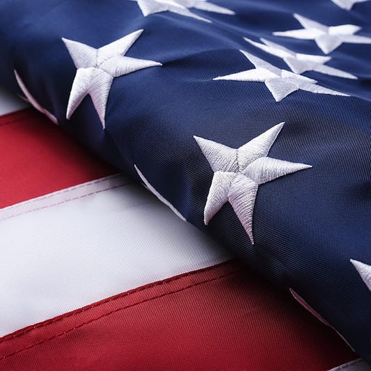 American Flags for Outside 8x12, USA US Flag Heavy Duty Outdoor, Made of 210D Oxford Fabric, Embroidered Stars, Brass Grommets