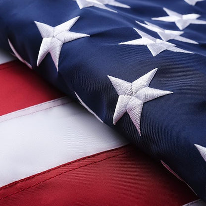 American Flags for Outside 6x10, USA US Flag Heavy Duty Outdoor, Made of 210D Oxford Fabric, Embroidered Stars, Brass Grommets