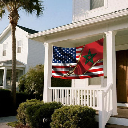 Vintage American America Usa Morocco Moroccan Flags For Outside Yard 3x5 Ft Double Sided Printed 100d Polyester Lightweight Garden Welcome Outdoor Banner Brass Grommets