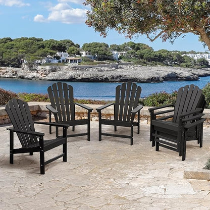 Stackable Adirondack Chairs Set of 2, Space Saving HDPE All-Weather Fire Pit Chair for Outdoor Lawn Porch Deck