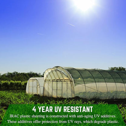Farm Plastic Supply - Clear IRAC Greenhouse Plastic Sheeting - 6 Mil - (50' x 50') - 4 Year UV Resistant Infrared Anti-Condensate Green House Covering Thermal Greenhouse Plastic 6 mil