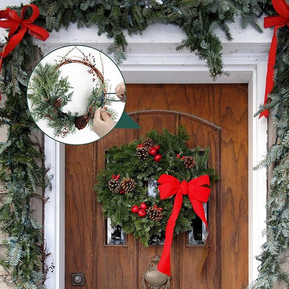 100pcs Christmas Garland Ties Green Flexible Self Locking Nylon Strap 15.7Inch Adjustable Reusable Garland Hanger Decorating Holiday Banister Twist Ties for Christmas Light Wreath Making Door Stairway