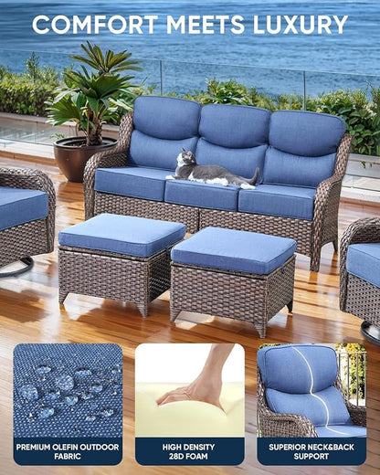 Luxury 24x24x6 Inch Smile Outdoor Seat Cushions Set of 2 - Superior Comfortable Water-Resistant Patio Chair Cushion for Porch Rattan Dining Swivel Chairs Loveseat Sectional Sofa - Navy Blue