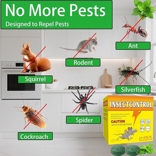 Mouse Rodent Repellent, 24 Pack Peppermint Oil Repellent Pellets, Mice Squirrel Rat & Mole Deterrent for Indoor & Outdoor, Garage,Car Engines,Attic,Storage.Safe for Kids & Pet