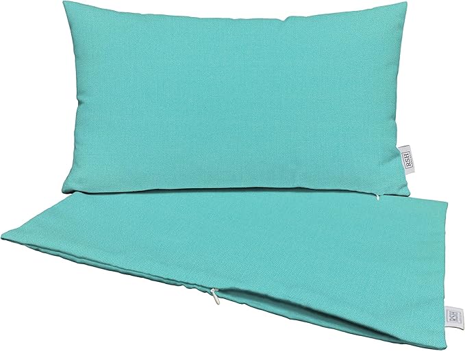 RSH DECOR: Sunbrella Pillow Covers Set of 2 | Covers Only - 26" x 16" | Outdoor Lumbar Pillow Covers Crafted with Sunbrella Performance Fabric | Canvas Aruba