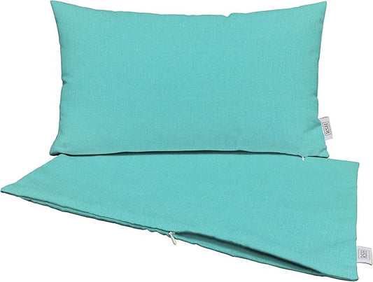 RSH DECOR: Sunbrella Pillow Covers Set of 2 | Covers Only - 26" x 16" | Outdoor Lumbar Pillow Covers Crafted with Sunbrella Performance Fabric | Canvas Aruba