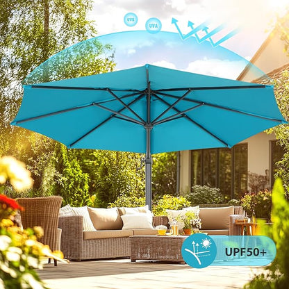 HOTIME10ft Large Cantilever Patio Umbrellas - Upgrade and Intensify - with 360 Rotation and 5 Angles Adjustment - Aluminum Offset Pool Umbrella Square Outdoor Umbrella for Patio Garden Deck Pool