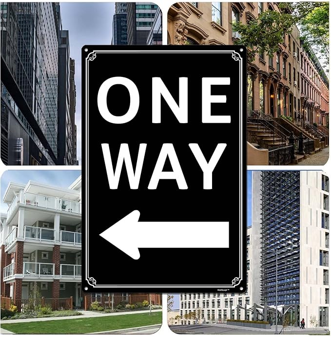 12x16" One Way" with Right Arrow - High-Intensity Aluminum Parking Lot Sign, Weatherproof & Fade-Resistant, Ideal for Outdoor & Indoor Use - Curbside Sign