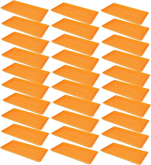 SUNPACK 10" x 20" Heavy Duty Mesh Plastic Seed Starting Tray, Orange, 1" (Pack of 30) - Ensures Water Drainage and Aeration, Perfect for Greenhouses or Indoor Gardening
