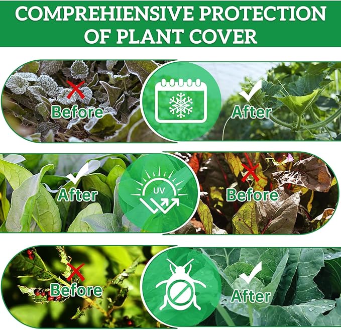 Plant Covers Freeze Protection 10 ft x 33 ft Fabric Frost Cloths for Outdoor Plants 1oz/yd² Floating Row Plant Blankets for Winter Frost Sun Protection