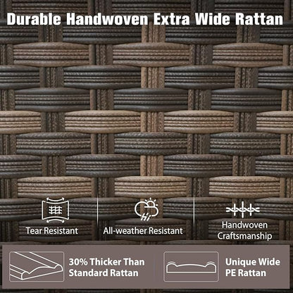 EAGLE PEAK Harbor Haven 4 Piece Wicker Patio Chair, Deep Seating Armchair, Weather Resistant Outdoor Furniture for Patio, Deck, Garden, Brown/Beige