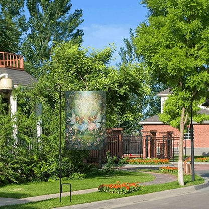 Fairy Flowers Garden Flag Vertical Double Sided Outdoor Yard Flags 12.5x18 Inch Burlap Banners for House Lawn