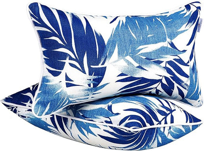 JMGBird Outdoor Pillows Waterproof Set of 2 Outdoor Throw Pillows with Insert Included 12×20 Inch Outdoor Lumbar Pillows for Patio Furniture