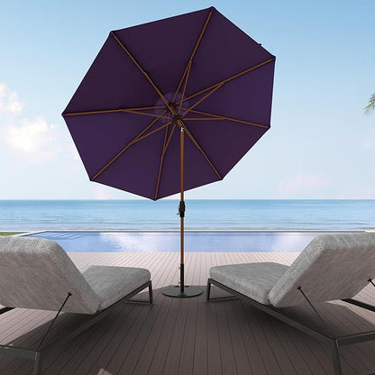 Midtown Umbrellas Sunbrella Umbrella Outdoor Patio Umbrella 2-8 Feet in Bengali Purple Acrylic Fabric - Auto-Tilt Aluminum Frame For Backyard Umbrella, Deck Umbrella & Porch Umbrella - Wooden Pole