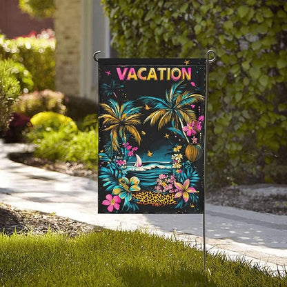 Vacation Garden Flag Vertical Double Sided Outdoor Yard Flags 12.5x18 Inch Burlap Banners for House Lawn