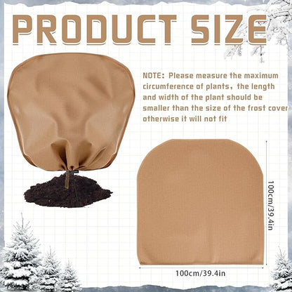 12 Pcs Winter Plant Covers Freeze Protection Reusable Plant Protector Bag with Drawstring Warm Shrubs Cover Frost Protection Planting Jacket Bags for Outdoor Garden, Brown (39.4 x 39.4 Inch)