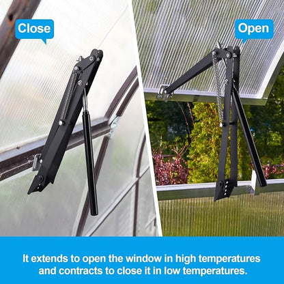 Greenhouse Vent Automatic Opener Greenhouse Accessories Window Opener Auto Vent Kit Sensitive Gardening Tools Automatic Greenhouses Supplies Solar Heat Sensitive Dual Spring Lifts 33lbs (1pc)