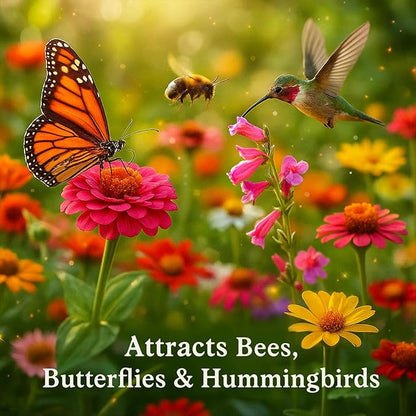 Seedboy Wildflowers for Pollinators Seed Mix – 2 oz Bulk Wildflower Seeds - 40,000+ Non-GMO Seeds for Bees Butterflies Hummingbirds – 47 Varieties of Annual & Perennial Wild Flowers for Planting (2oz)