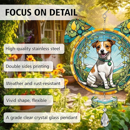 Jack Russell Terrier Dog Ears Wind Spinner, Jack Russell Terrier Wind Spinner Hanging for Yard and Garden V02