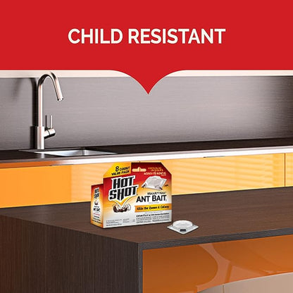 Hot Shot MaxAttrax Ant Bait 8 Count, Child-Resistant Bait Stations, 6 Pack