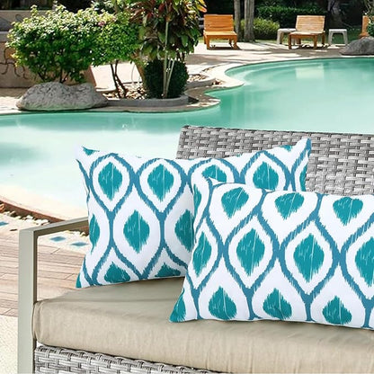 idee-home Outdoor Pillows with Inserts Included, Patio Outside Lumbar Pillows Waterproof Set of 2, 12 x 20 inch