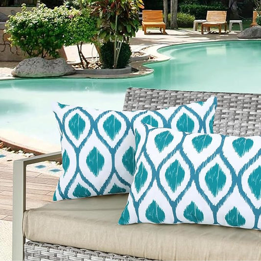 idee-home Outdoor Pillows with Inserts Included, Patio Outside Lumbar Pillows Waterproof Set of 2, 12 x 20 inch